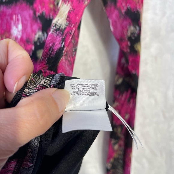 NWT Nine West Womens Print Pink Black Colorful Lined Sheer Blouse Turtleneck Sm - Picture 8 of 12